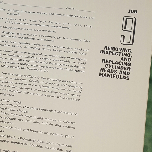 1971 - WORKBOOK FOR AUTOMOTIVE ENGINES - FOURTH ED - Picture 2 of 5